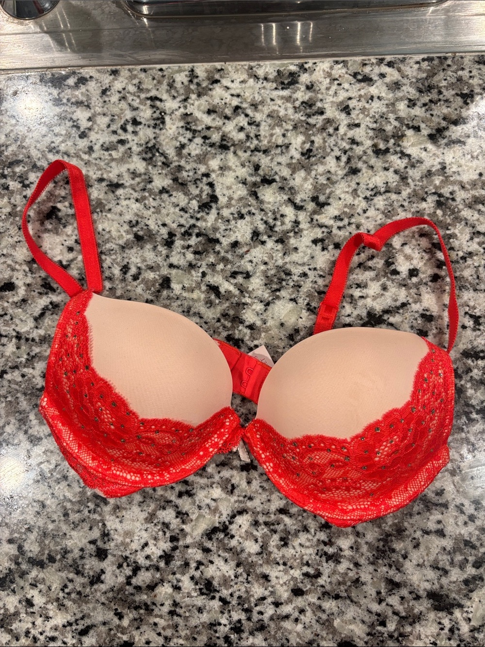 Victoria's Secret Red Lace & Nude Push-Up Bra